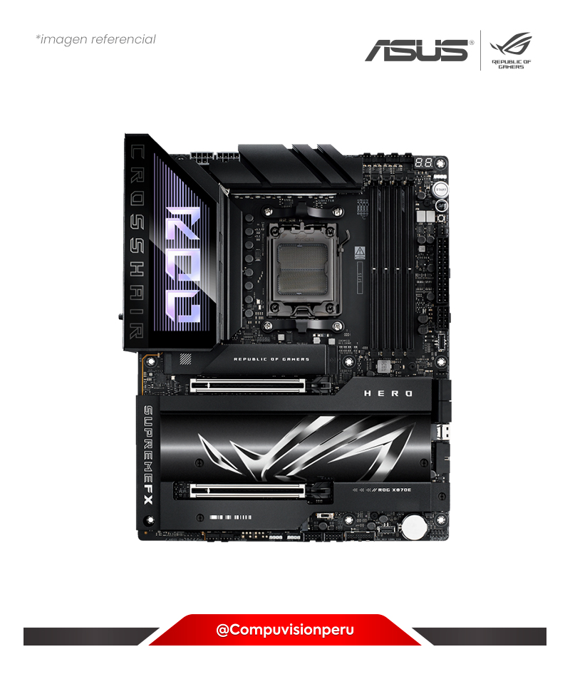 PLACA ASUS ROG CROSSHAIR X870E HERO AMD X870E AM5 DDR5 HDMI DP USB4 M.2 SATA III BLUETOOTH V5.4 ATX