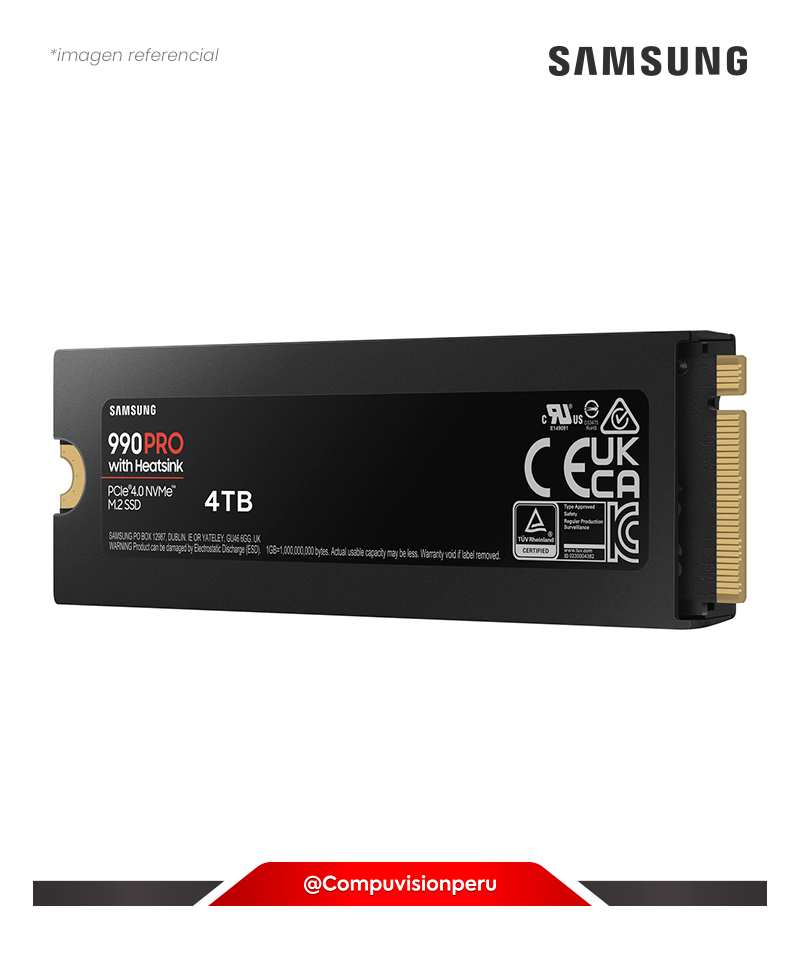 DISCO SOLIDO SSD 4TB SAMSUNG 990 PRO CON DISIPADOR PCIE GEN 4.0 X4 NVME 2.0 M.2 2280 V-NAND 3-BIT MLC MZ-V9P4T0CW