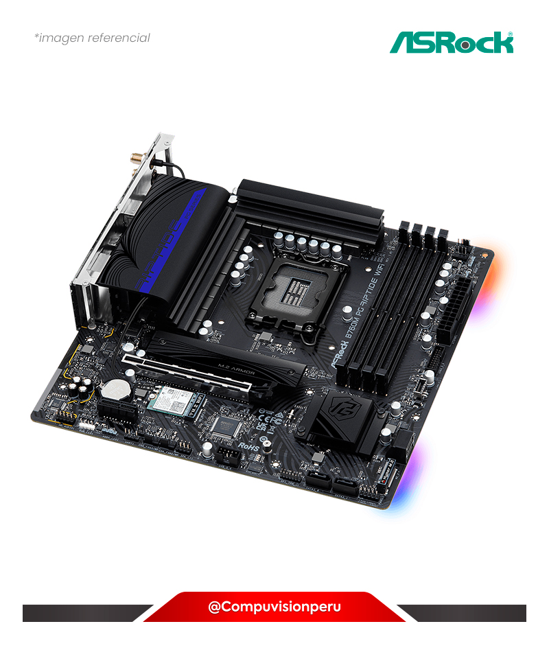 PLACA ASROCK B760M PG RIPTIDE WIFI LGA 1700 INTEL B760 DDR5 HDMI DP USB 3.2 M.2 SATA 3 90-MXBL60-A0UAYZ