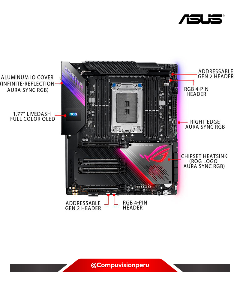 PLACA ASUS ROG ZENITH II EXTREME ALPHA AMD TRX40 STRX4 DDR4 WI-FI / BLUETOOTH M.2 SATA USB3.2 URA SYNC RGB