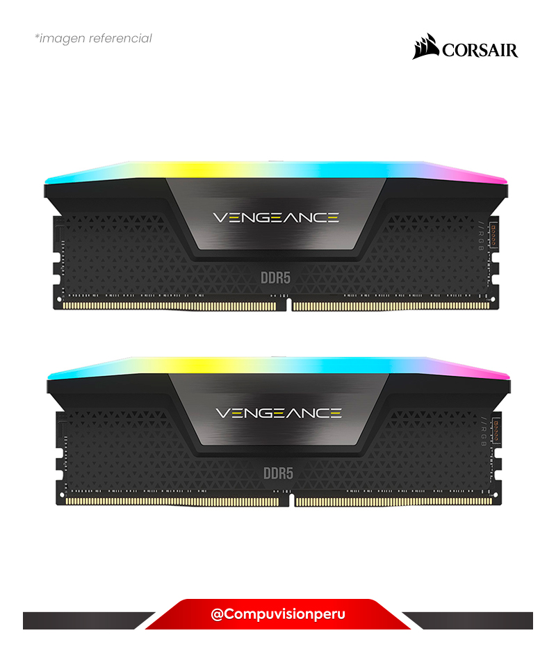 MEMORIA 96GB (48*2) DDR5 BUS 6000MHZ CORSAIR VENGEANCE RGB BLACK INTEL XMP 3.0 1.35V CL36 CMH96GX5M2E6000C36