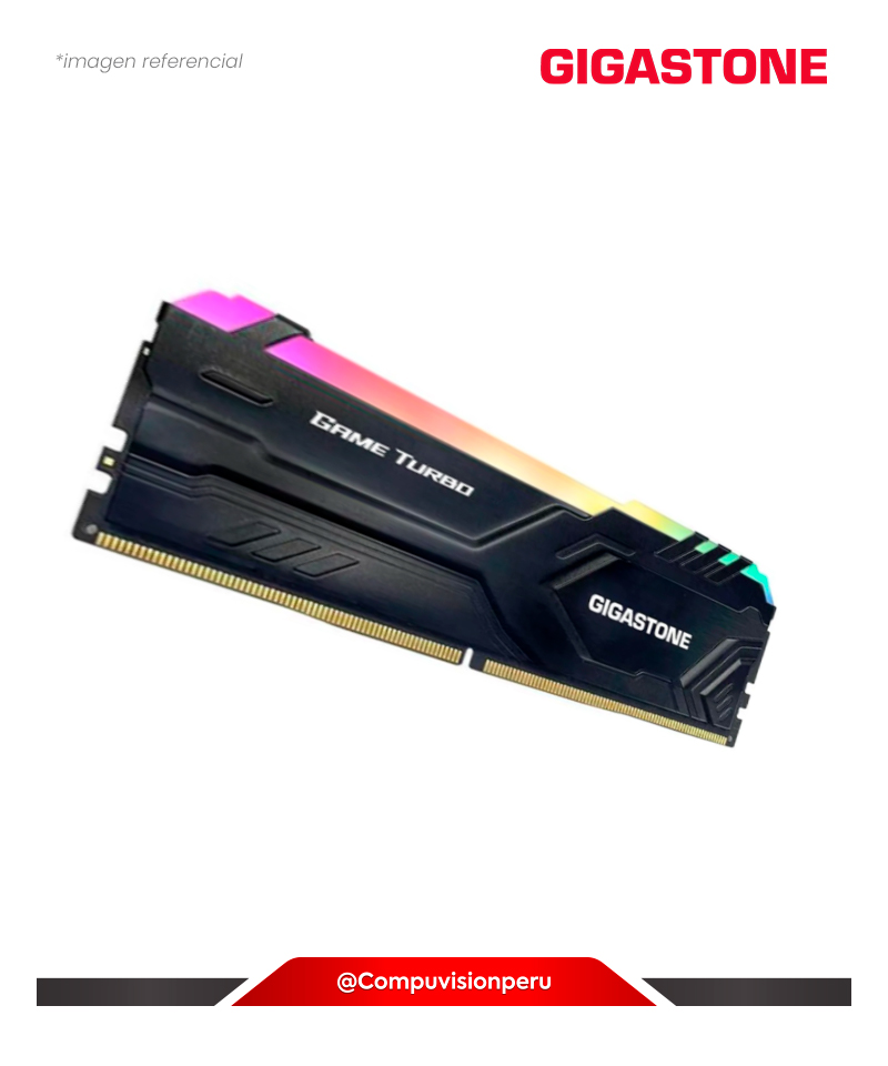 MEMORIA 16GB DDR4 BUS 3200MHZ GIGASTONE GST GAME PRO RGB BLACK CL16 1.35V DDR4-3200-16U-2-GST-RGB-GAMETURBO-BLACK(1)