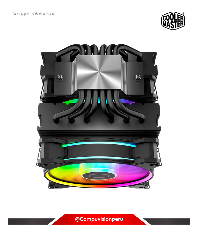 COOLER PARA CPU COOLER MASTER HYPER 622 HALO BLACK ARGB ALUMINUM INTEL AMD 2*120MM RR-D6BB-20PA-R1