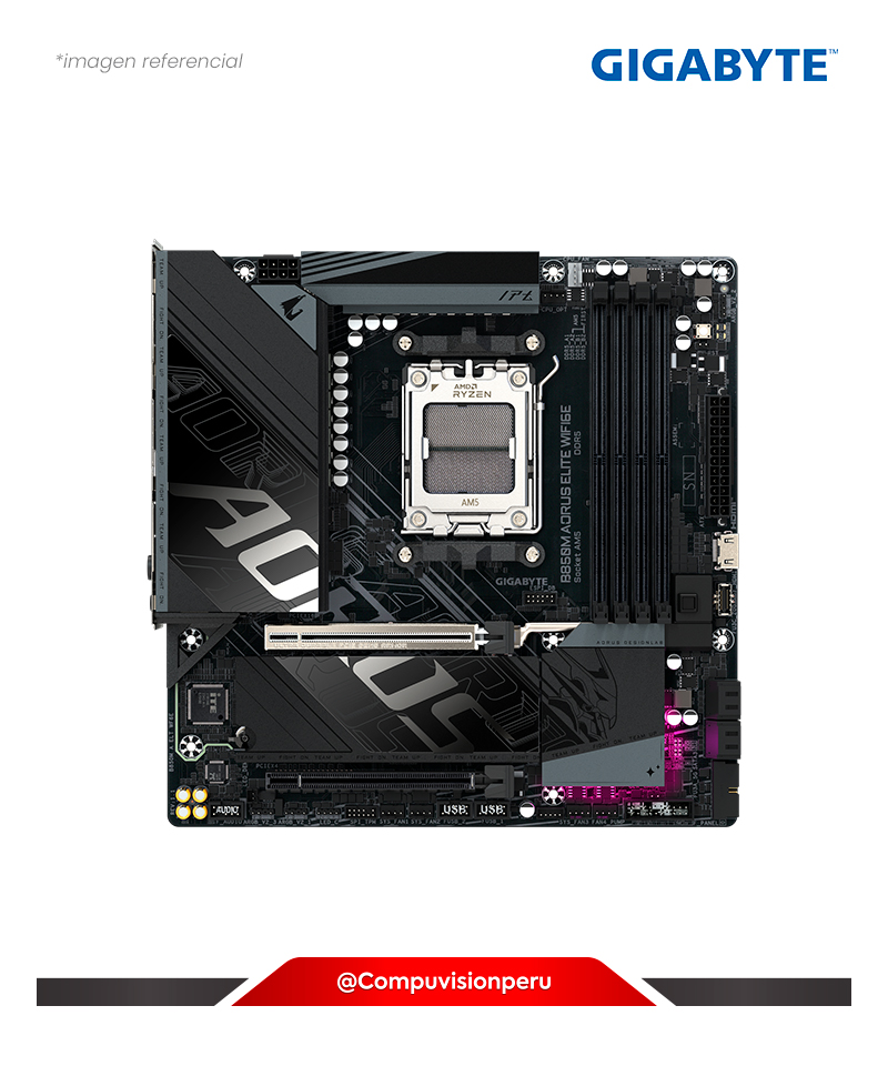 PLACA GIGABYTE B850M AORUS ELITE WIFI6E AM5 AMD B850 DDR5 HDMI DP BLUETOOTH M.2 SATA 6GB M-ATX