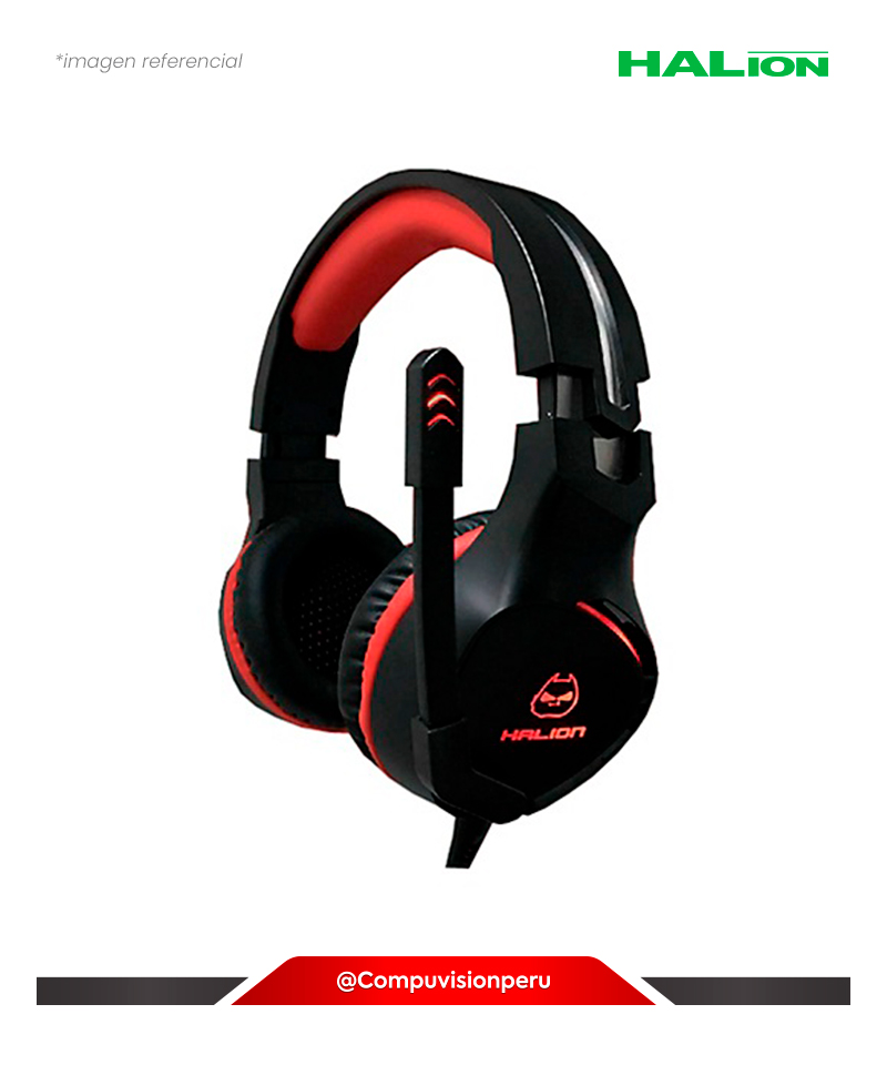 MICROFONO HEADSET HALION X75 PRO NEGRO LED RED VI GAMER 5.1