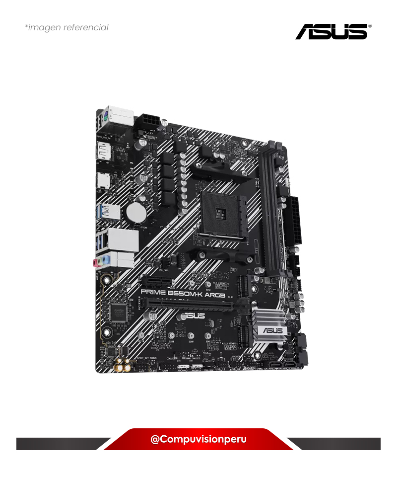 PLACA ASUS PRIME B550M-K ARGB AM4 AMD B550 DDR4 HDMI DP M.2 SATA 6GB USB 3.2 M-ATX