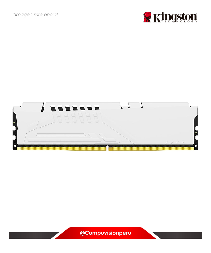 MEMORIA 16GB DDR5 BUS 5200MHZ KINGSTON FURY BEAST WHITE EXPO CL36 1.25V PC5-41600 KF552C36BWE-16