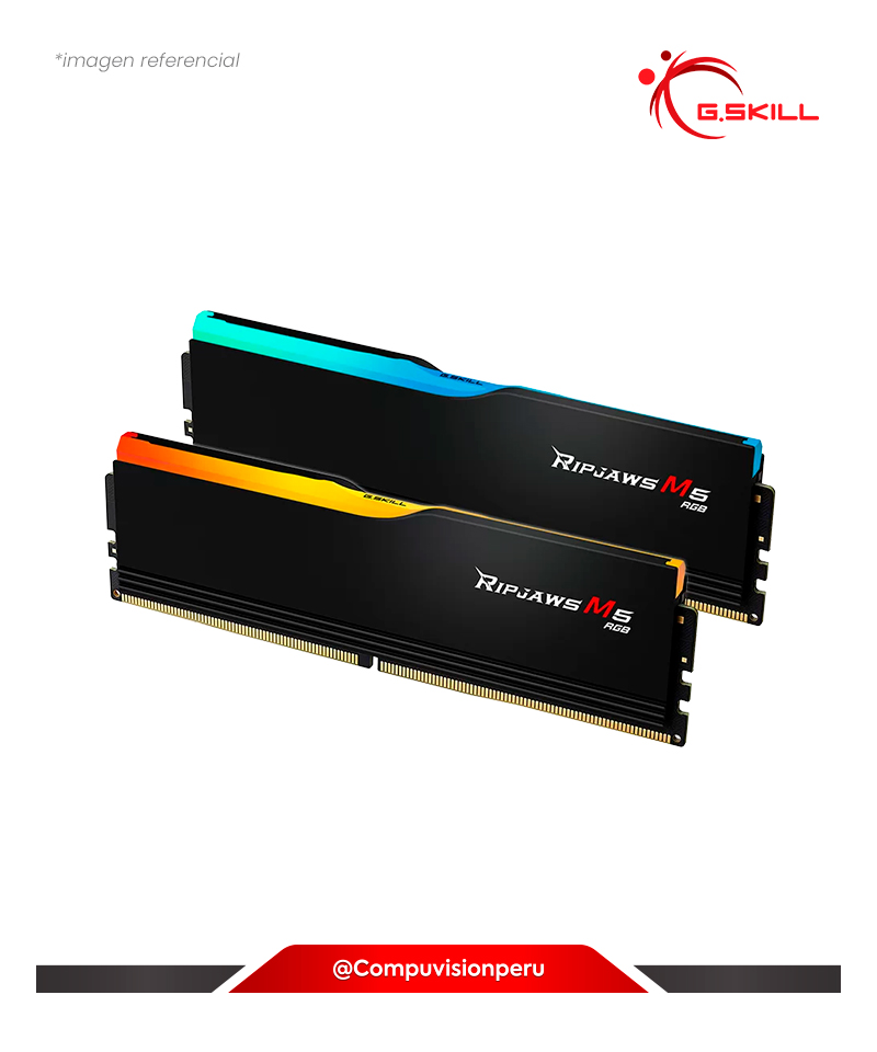 MEMORIA 32GB (16*2) DDR5 BUS 6000MHZ G.SKILL RIPJAWS M5 RGB BLACK INTEL XMP C36 1.25V F5-6000J3648D16GX2-RM5RK