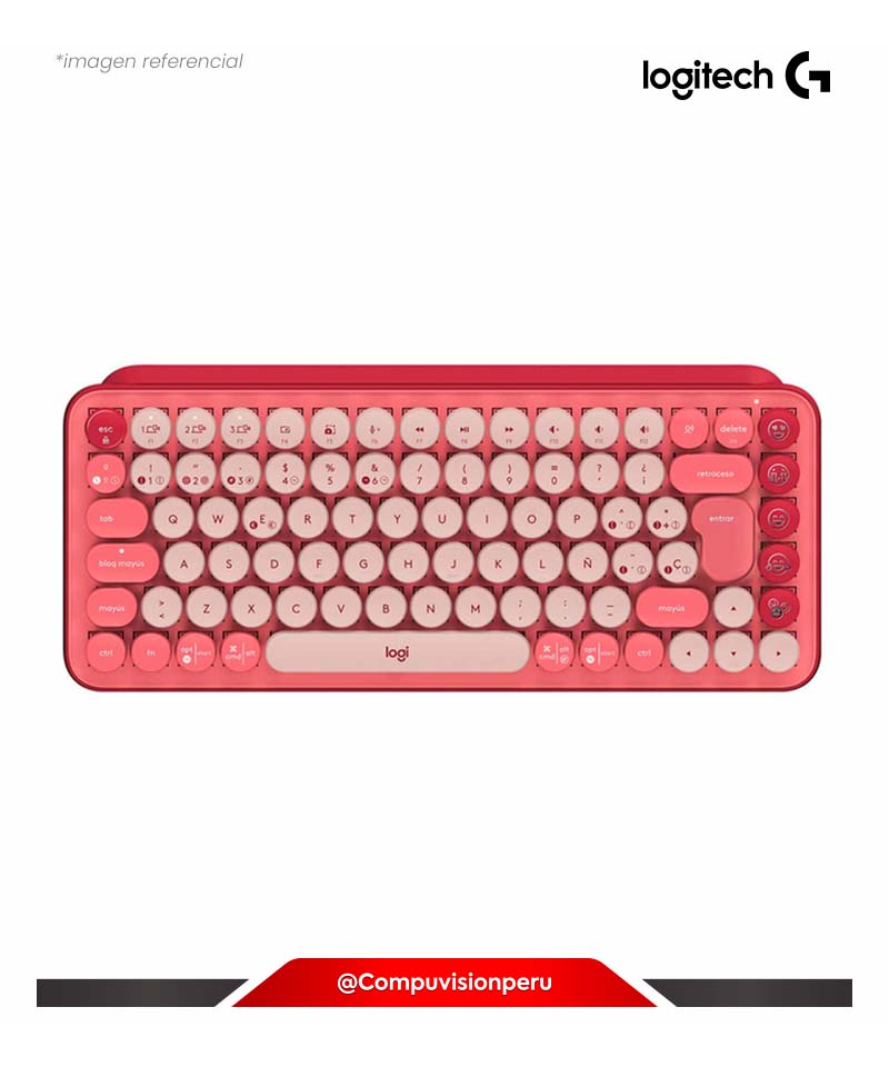 TECLADO LOGITECH POP KEYS HEARTBREAKER ESP BLUETOOTH USB CORALES Y FRAMBUESA 920-010715 097855171955