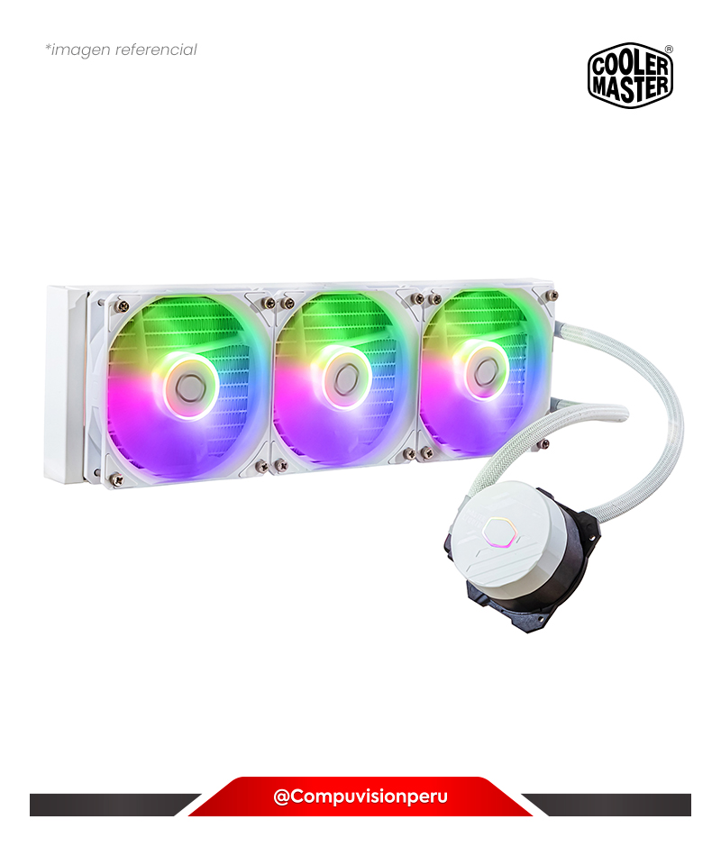 COOLER DE CPU COOLER MASTER MASTERLIQUID 360L CORE ARGB WHITE INTEL AMD ALUMINUM 120MM*3 MLW-D36M-A18PZ-RW