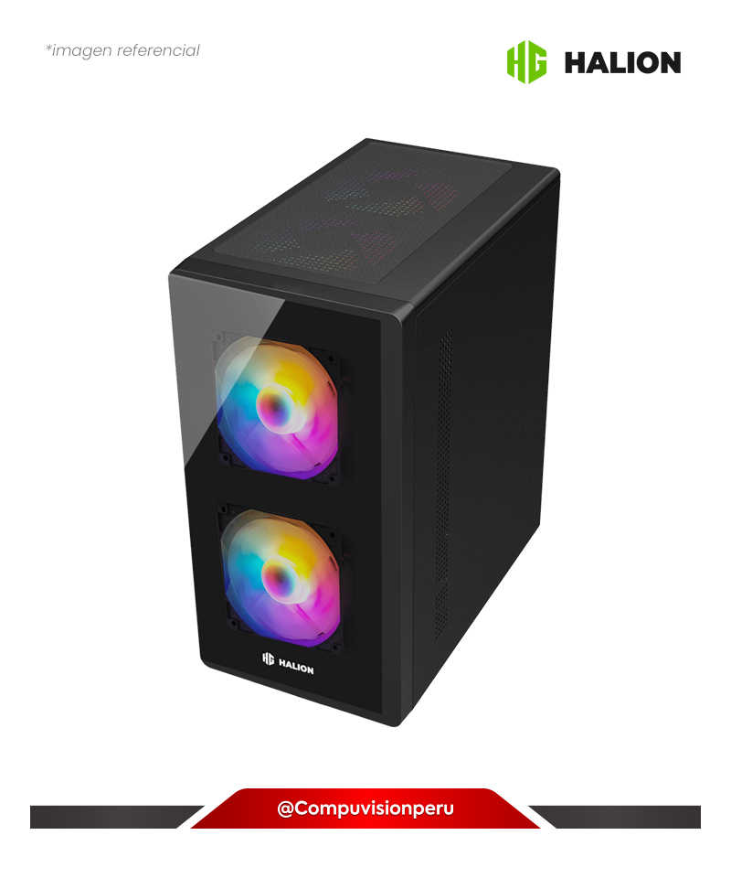 CASE HALION LUNA P25 3 FAN RGB S/FUENTE MATX SERIES GAMER