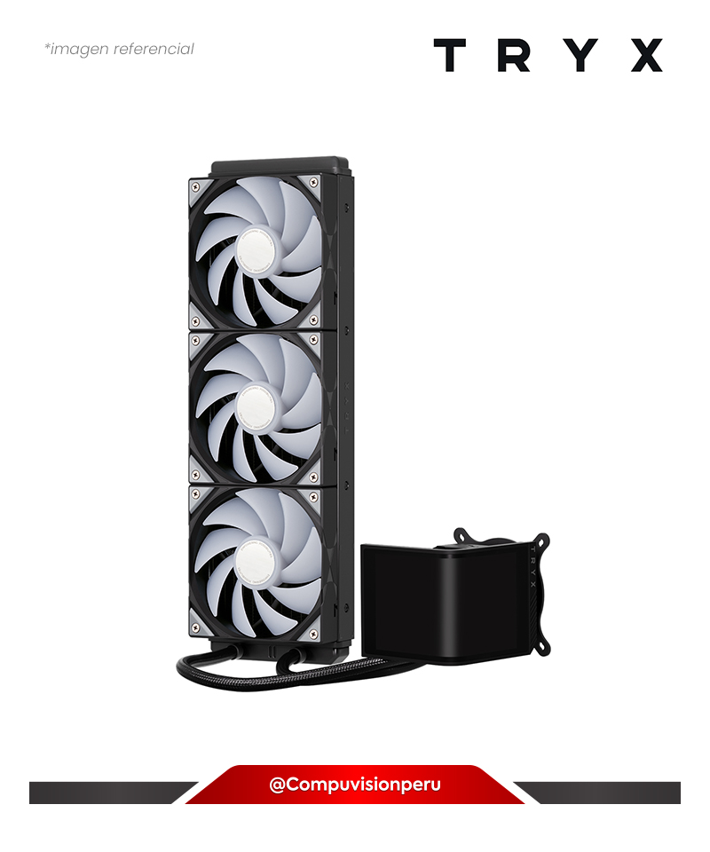 COOLER DE CPU TRYX PANORAMA SE 360 ARGB BLACK 360MM AIO ROTATABLE 6.5 AMOLED CURVED SCREEN 3D LGA AMD L-P360L-AM3M-G0K