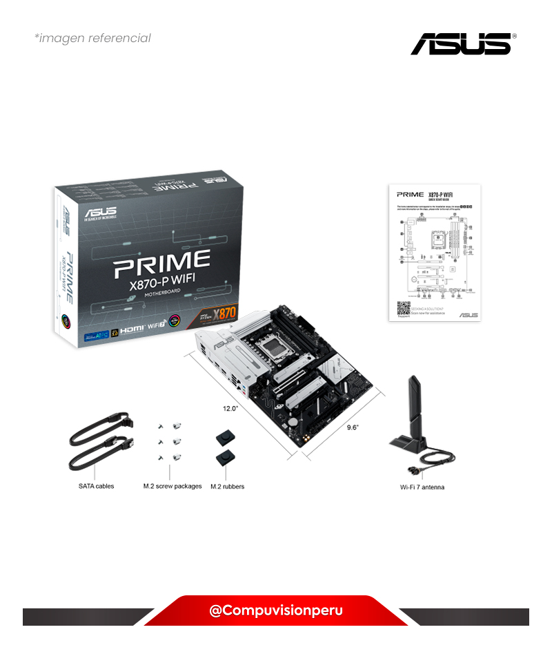 PLACA ASUS PRIME X870-P WIFI AMD5 AMD X870 DDR5 HDMI USB4 M.2 SATA 6G BLUETOOTH ATX