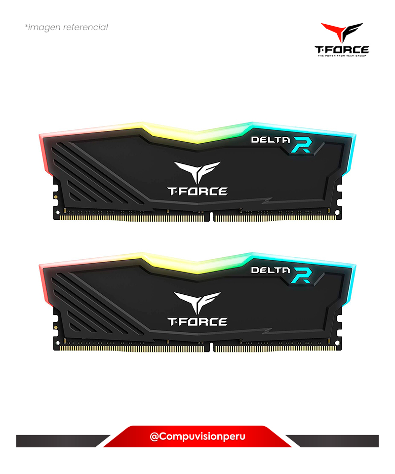 MEMORIA 16GB (8*2) DDR4 BUS 3200MHZ TEAMGROUP T-FORCE DELTA RGB CL16 1.35V TF3D416G3200HC16FDC01