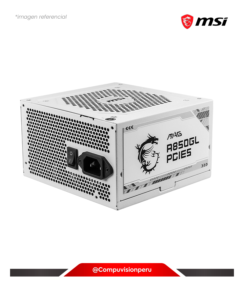 FUENTE 850W MSI MAG A850GL PCIE5 WHITE 80 PLUS GOLD