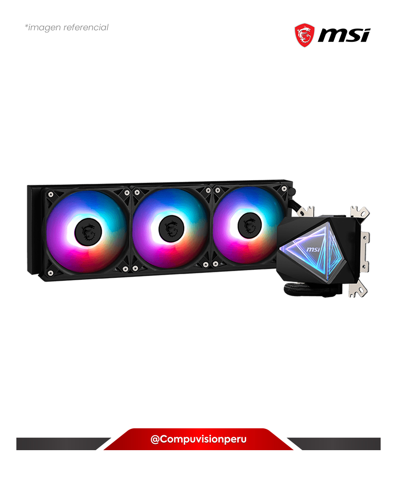 COOLER DE CPU MSI MAG CORELIQUID I360 BLACK INTEL AMD ALUMINIO 3*120MM ARGB
