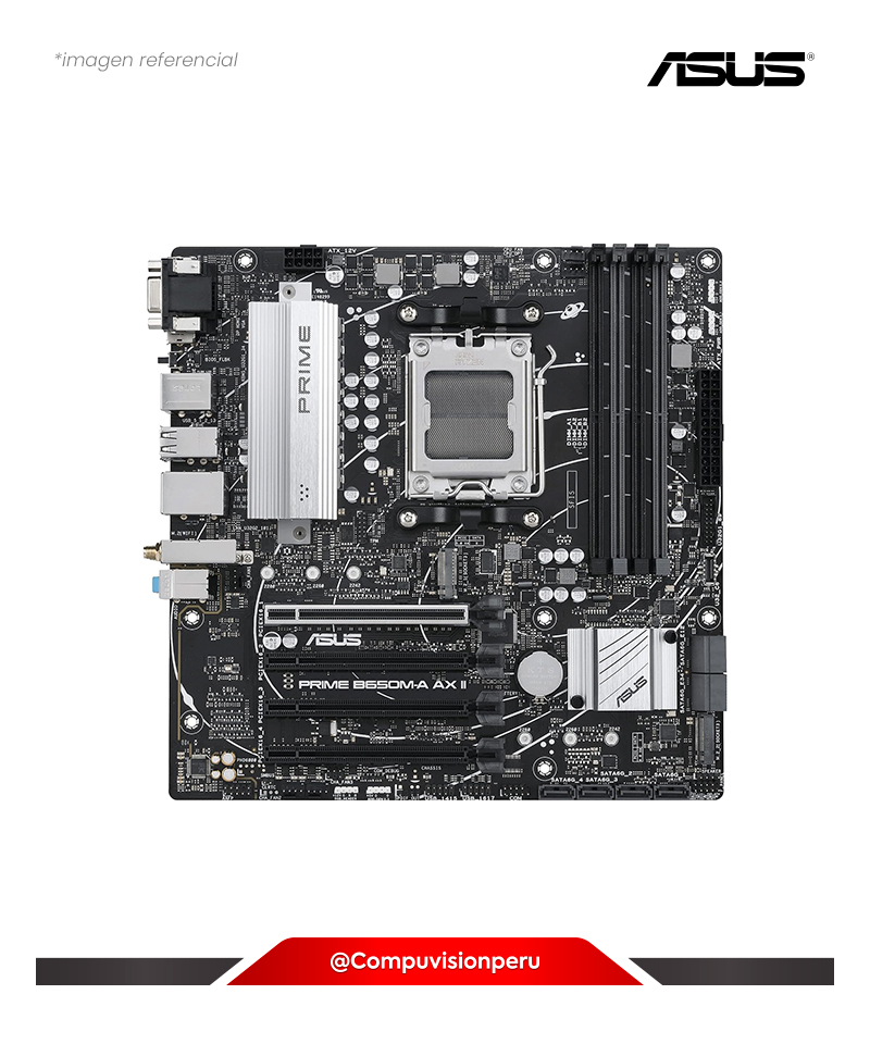PLACA ASUS PRIME B650M-A AX II AMD B650 AM5 DDR5 WIFI BLUETOOTH 5.2 M.2 SATA 6GB M-ATX