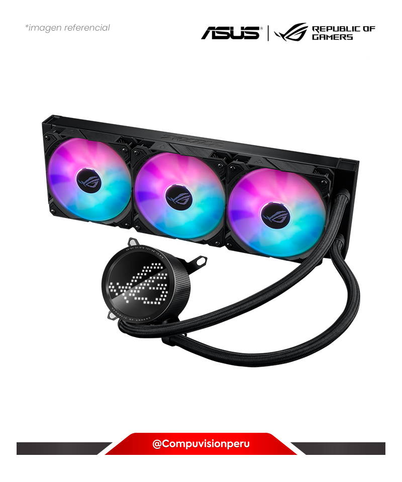 COOLER DE CPU ASUS ROG RYUO III 360 ARGB INTEL AMD ALL-IN-ONE LIQUID CPU COOLER WITH ASETEK 8TH GEN LED DISPLAY AND ROG ARGB