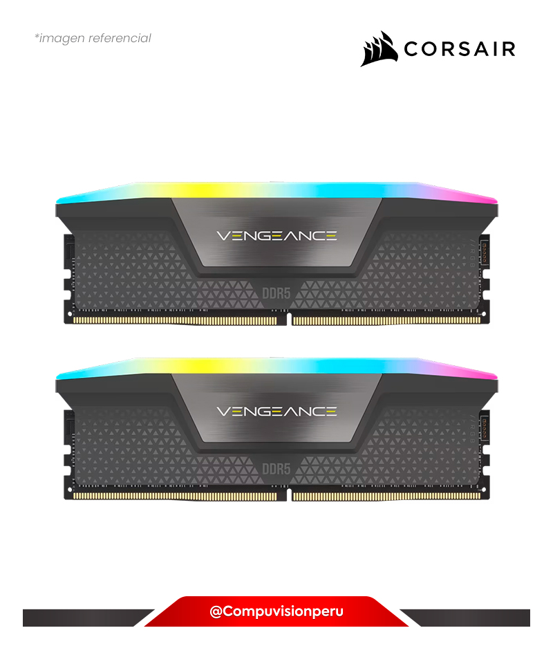 MEMORIA 32GB (16*2) DDR5 BUS 6000MHZ CORSAIR VENGEANCE RGB GRAY CL26 1.36V CMH32GX5M2M6000Z36