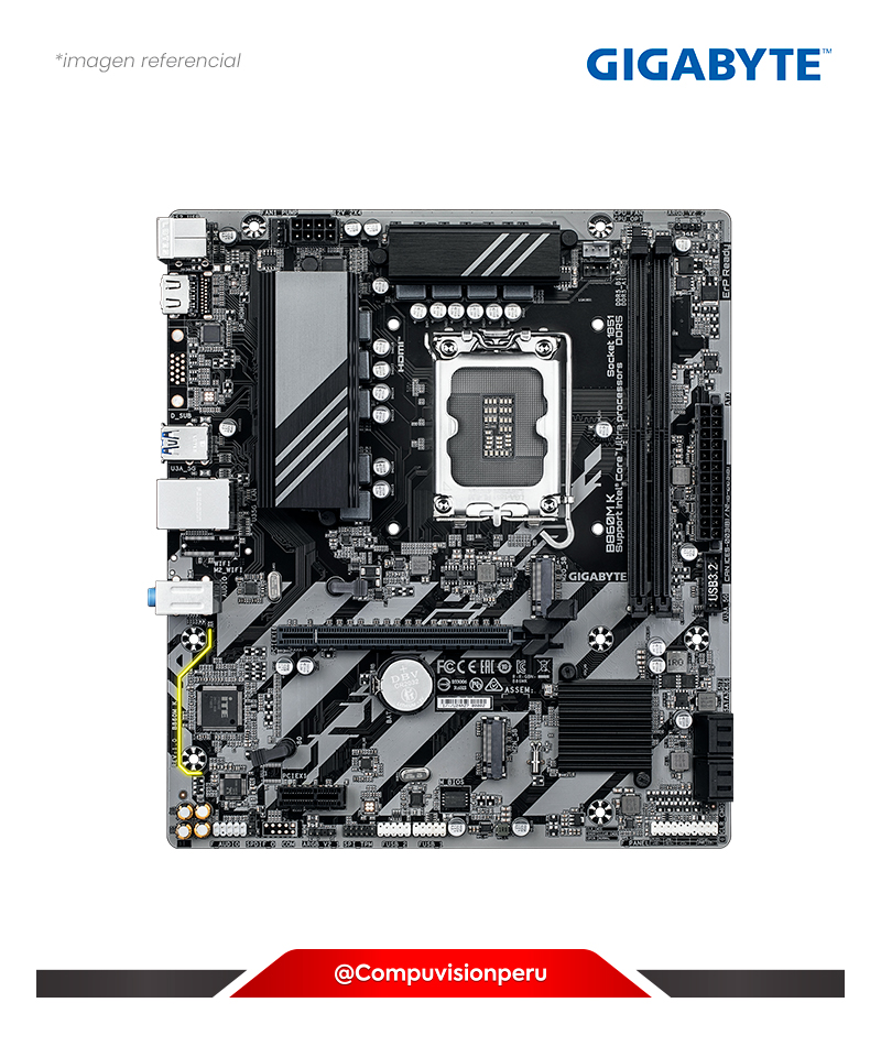 PLACA GIGABYTE B860M K INTEL B860 LGA 1851 DDR5 HDMI M.2 SATA 6GB M-ATX