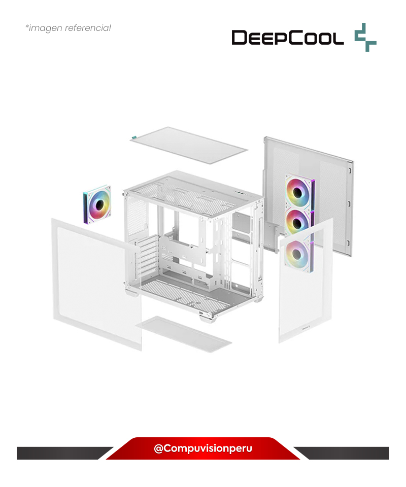 CASE DEEPCOOL CG530 4F WHITE S/FUENTE VIDRIO TEMPLADO ARGB ATX R-CG530-WHADA4-G-1