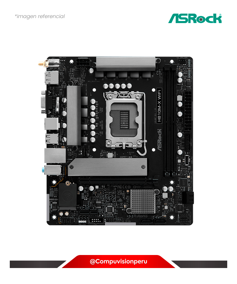PLACA ASROCK ASROCK H810M-X WIFI INTEL H810 LGA 1851 VGA HDMI DDR5 M.2 SATA 6GB M/ATX