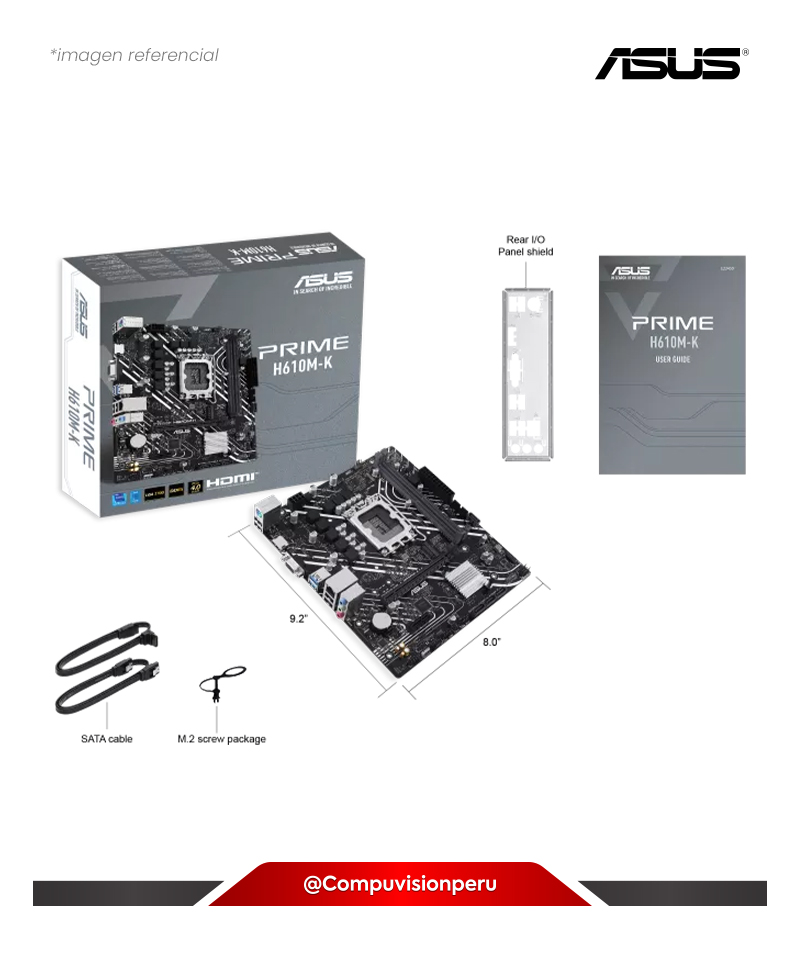 PLACA ASUS PRIME H610M-K LGA 1700 INTEL H610 DDR5 M.2 SATA 6G USB 3.0 MATX