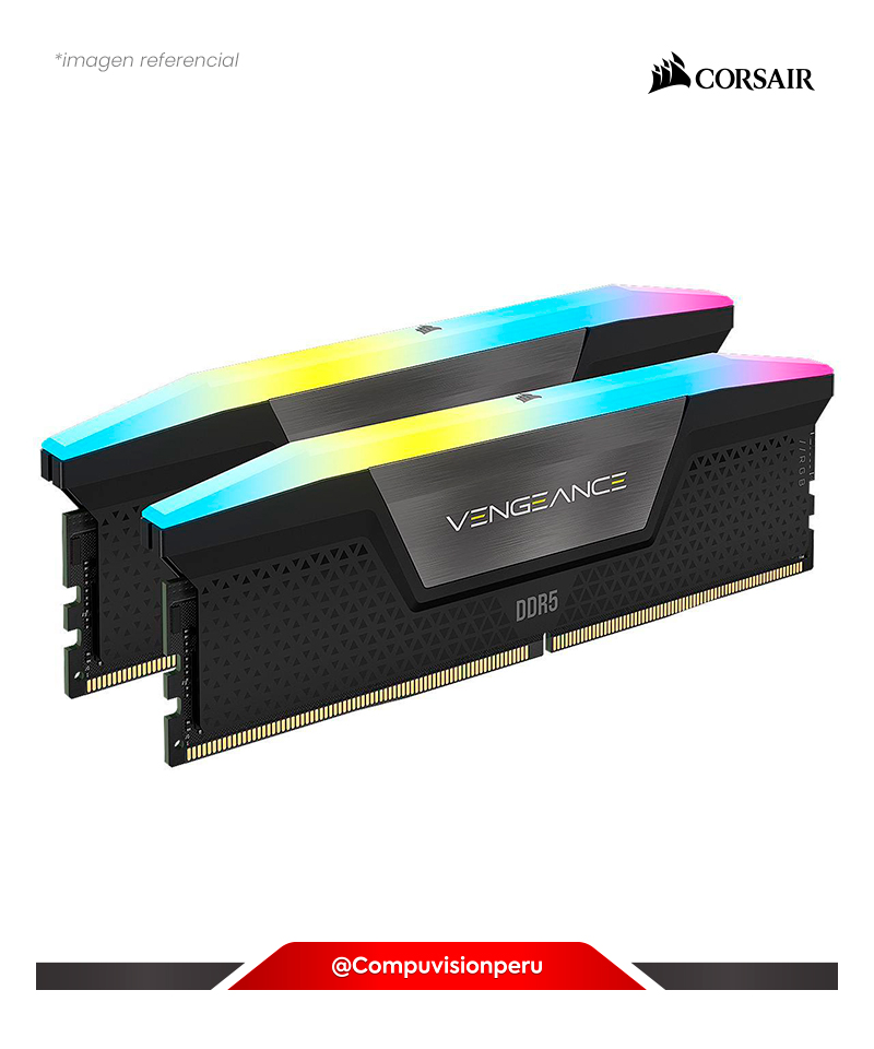 MEMORIA 64GB (32*2) DDR5 BUS 5600MHZ CORSAIR VENGEANCE RGB BLACK CL40 1.25V CMH64GX5M2D5600C40