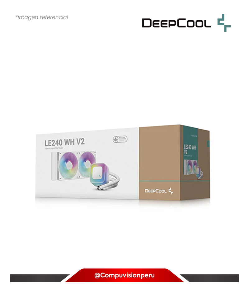 COOLER DE CPU DEEPCOOL LE240 WH  V2 ARGB 240MM 2*120MM INTEL AMD ALUMINUM R-LE240-WHAMMN-G-2