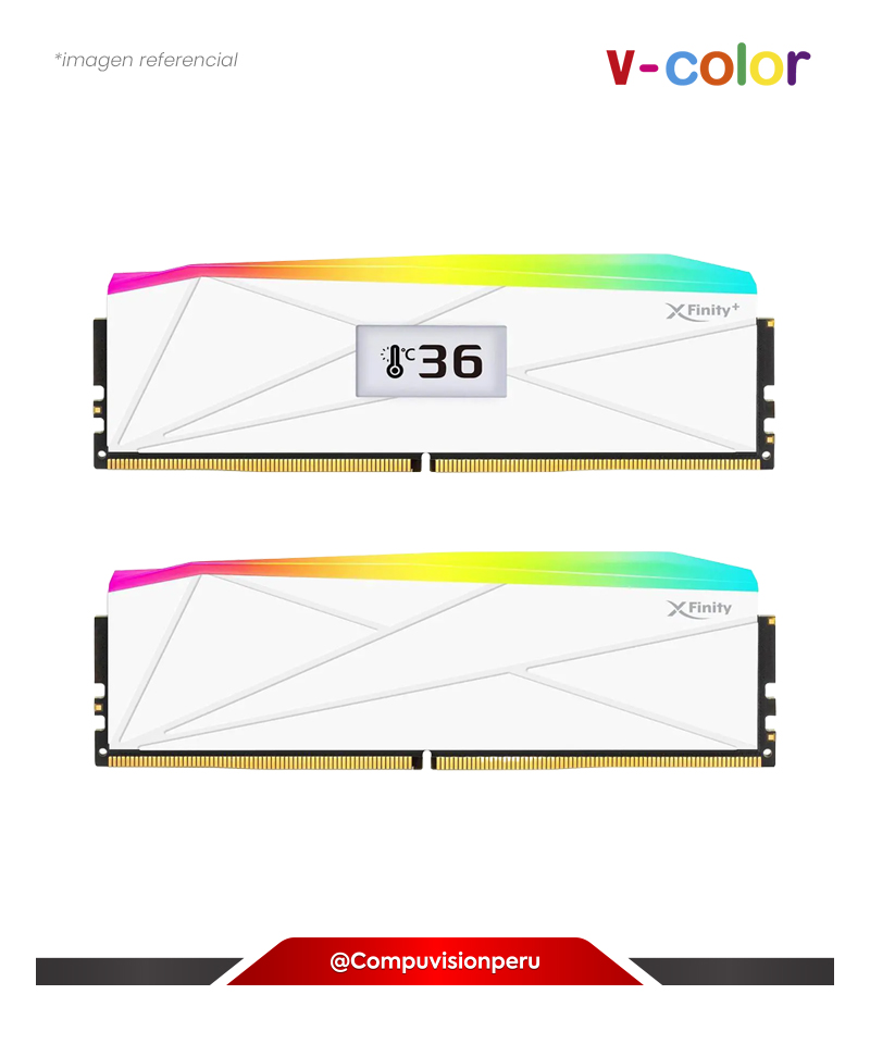 MEMORIA 32GB (16*2) DDR5 BUS 8000MHZ V-COLOR OLED XFINITY+ WHITE SK HYNIX IC RGB GAMING CL40 1.35V OTMXFAL1680840WWK