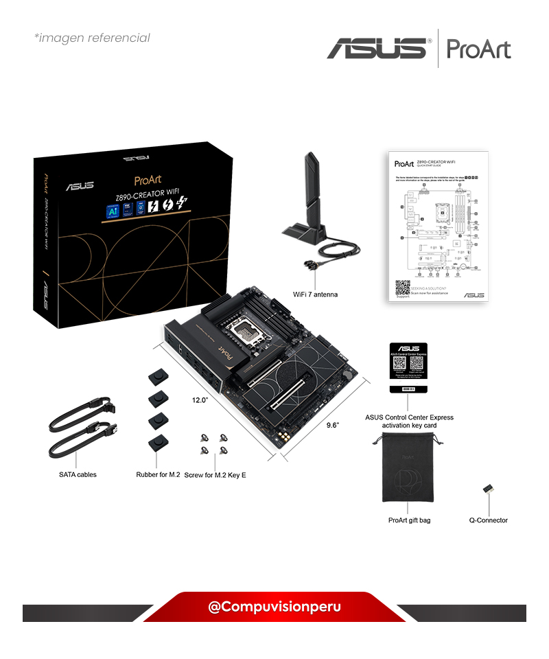 PLACA ASUS PROART Z890-CREATOR WIFI LGA 1851 INTEL Z890 DDR5 HDMI M.2 SATA 6GB WIFI BLUETOOTH USB 20GB ATX