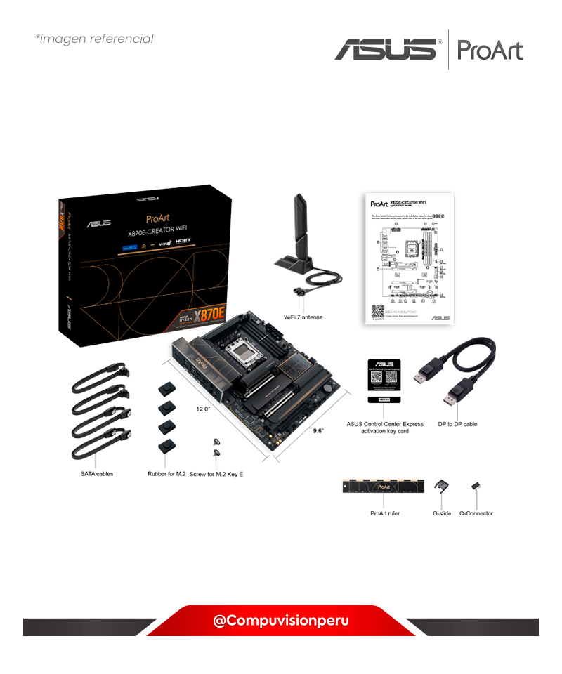 PLACA ASUS PROART X870E-CREATOR WIFI AMD X870E AM5 DDR5 HDMI DP USB4 SATA III BLUETOOTH V5.4 ATX