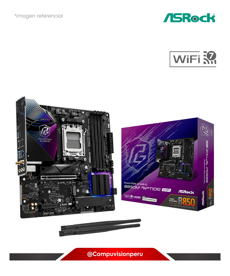 Vision Riptide PLACA ASROCK B850M RIPTIDE WIFI AM5 AMD B850 DDR5 M.2 SATA 6GB M-ATX ...