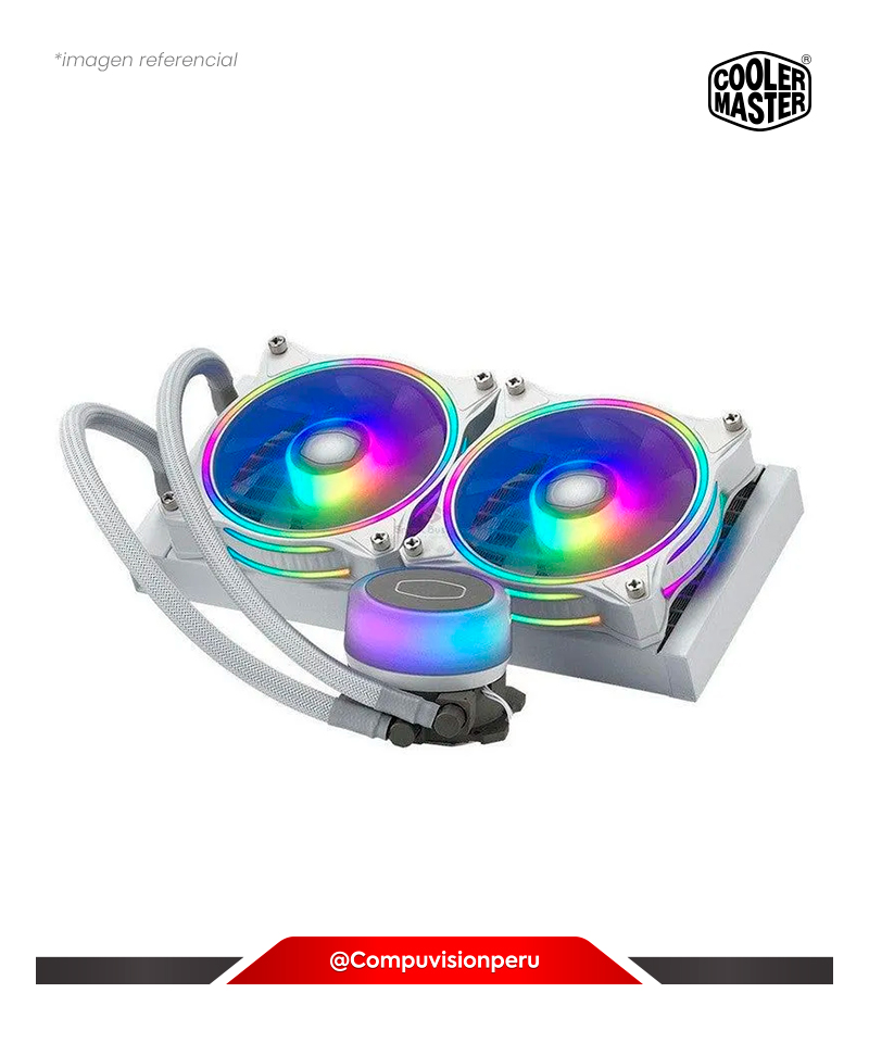 COOLER PARA CPU COOLER MASTER MASTERLIQUID ML240 ILLUSION WHITE ARGB INTEL AMD X2 FAN MLX-D24M-A18PW-R1