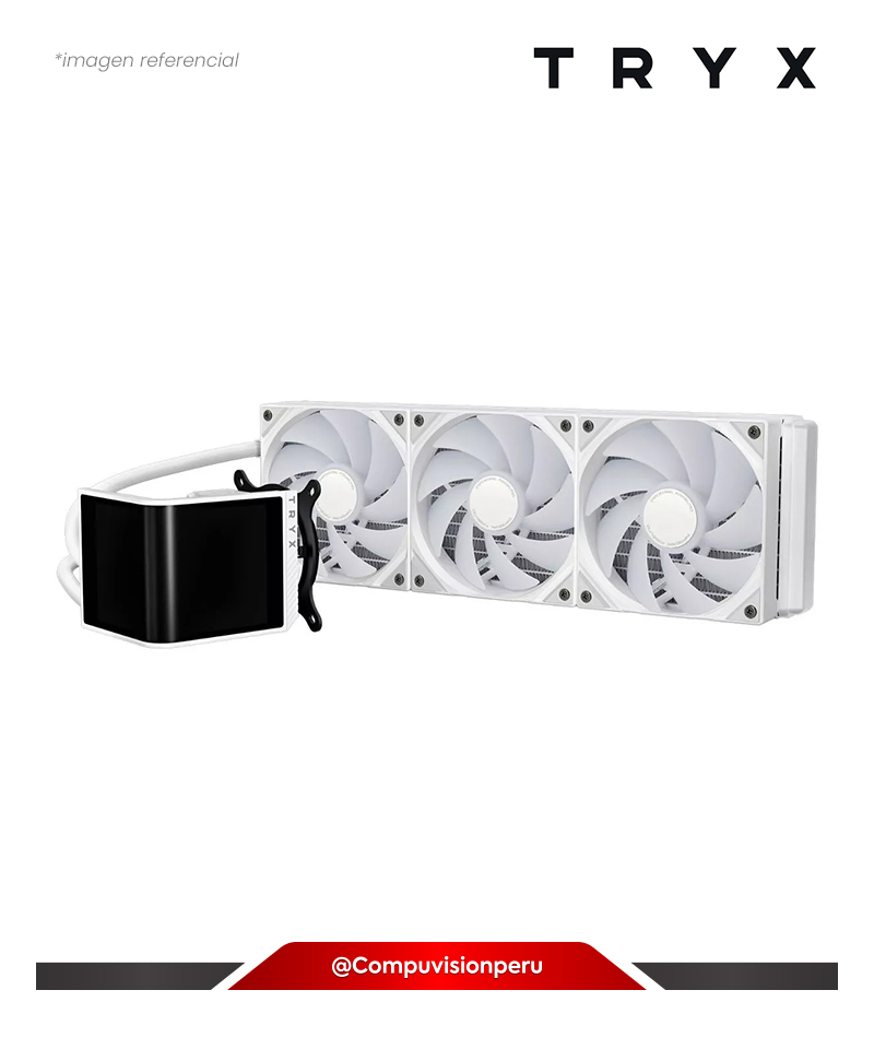 COOLER DE CPU TRYX PANORAMA SE 360 ARGB WHITE 360MM AIO ROTATABLE 6.5 AMOLED CURVED SCREEN 3D LGA AMD L-P360L-AM3M-G0W