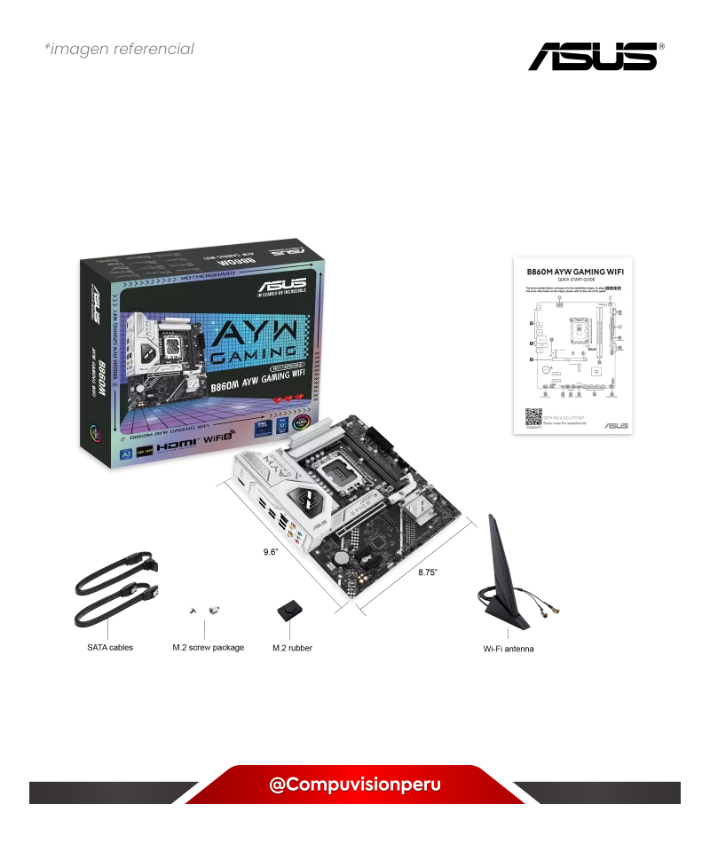 PLACA ASUS B860M AYW GAMING WIFI INTEL B860 LGA 1851 DDR5 HDMI M.2 SATA 6GB BLUETOOTH M-ATX