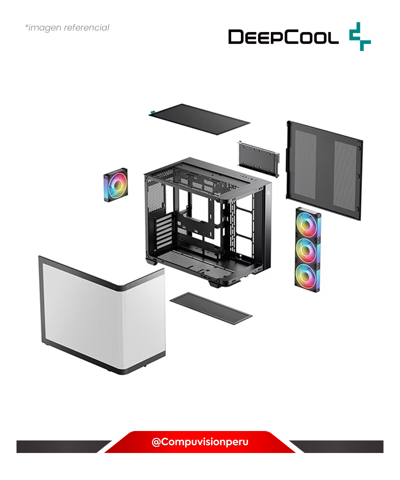 CASE DEEPCOOL CG530U 4F ARGB BLACK S/FUENTE VIDRIO TEMPLADO CURVO ATX R-CG530U-BKAGA4-G