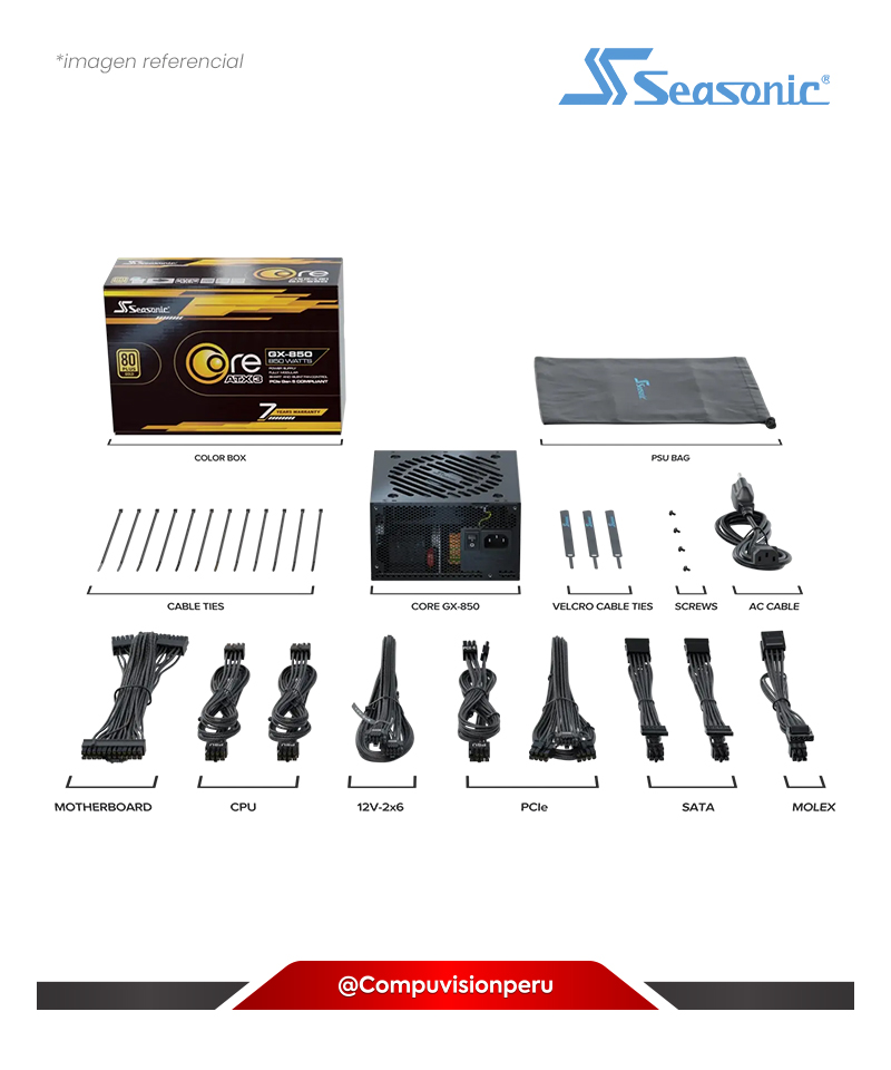 FUENTE 850W SEASONIC CORE GX ATX 3.1 80 PLUS GOLD PCIE 5.1 FULL MODULAR SRP-CGX851-A5A32SF