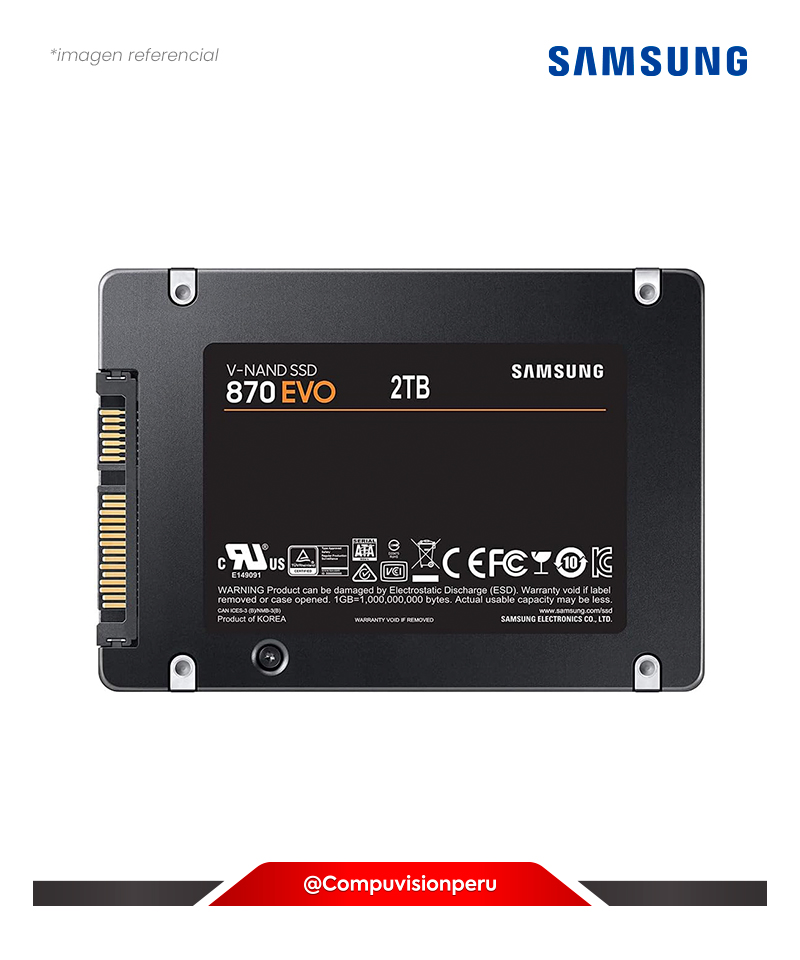 DISCO SOLIDO SSD 2TB SAMSUNG 870 EVO SATA 2.5 BLACK V-NAND GSRF MZ-77E2T0B/AM 400064571230