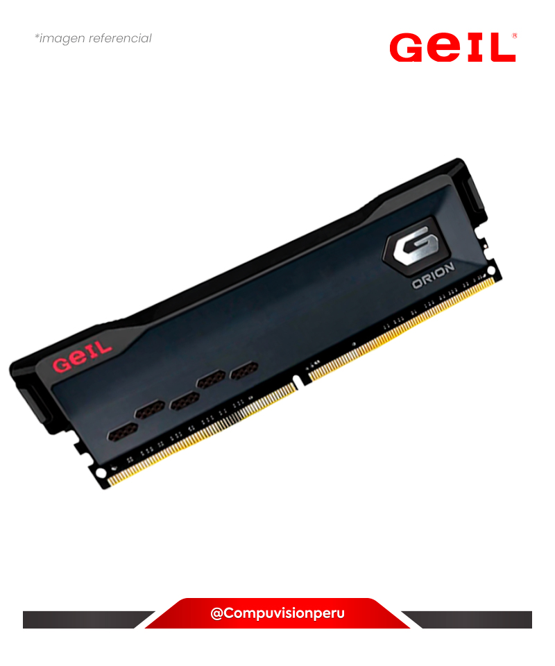 MEMORIA 16GB DDR4 BUS 3200MHZ GEIL ORION BLACK CL18 1.35V GAOG432GB3200C18ADC(1)