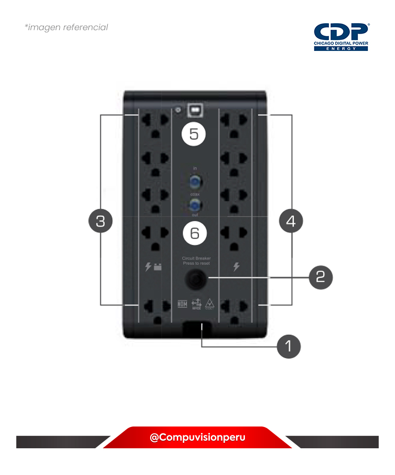 UPS CDP R-SMART 1510I INTERACTIVO 1500VA 900W 220V 10 TOMACORRIENTES