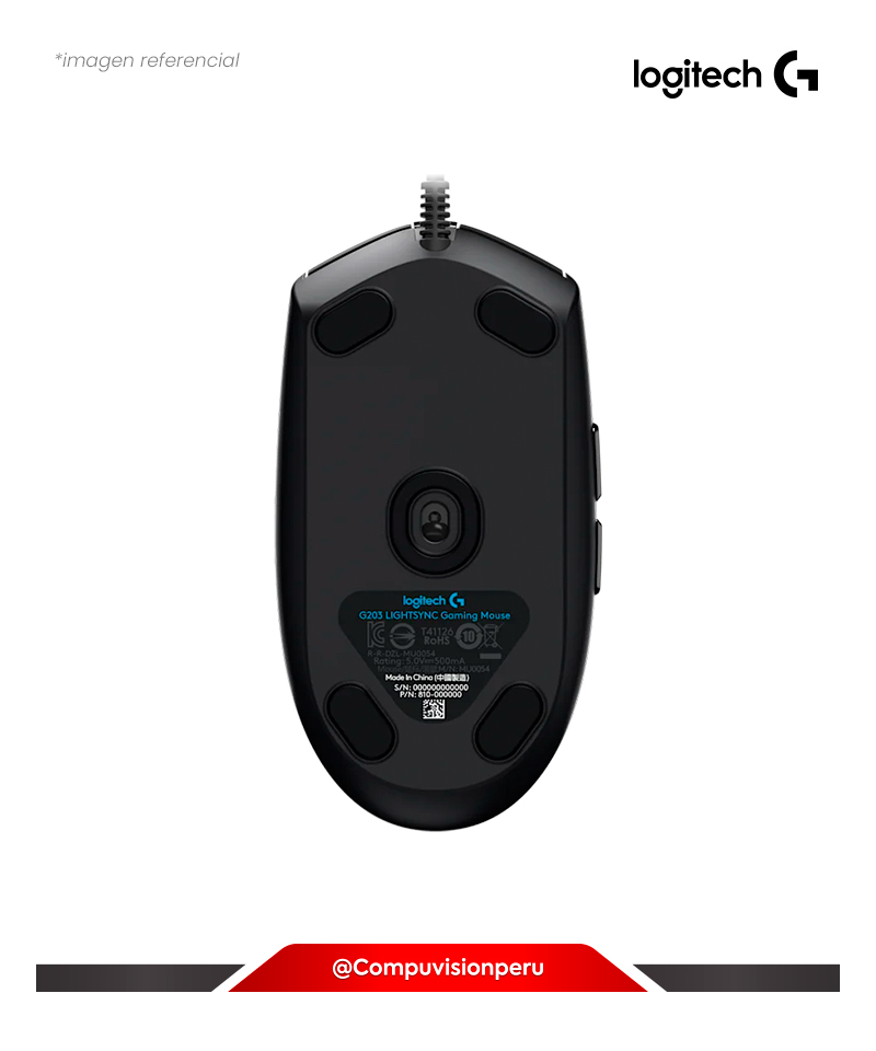 MOUSE LOGITECH G203 LIGHTSYNC OPTICAL 8000 DPI BLACK 910-005793