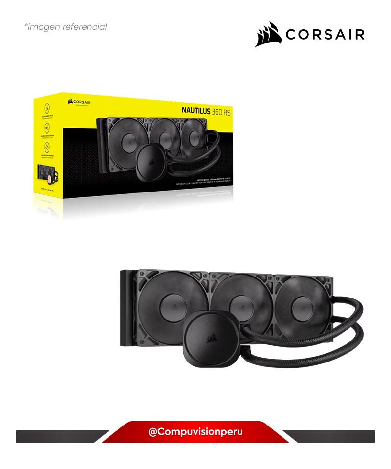 COOLER DE CPU CORSAIR NAUTILUS 360 RS BLACK ALUMINUM INTEL AMD 3*120MM RS120 CW-9060089-WW