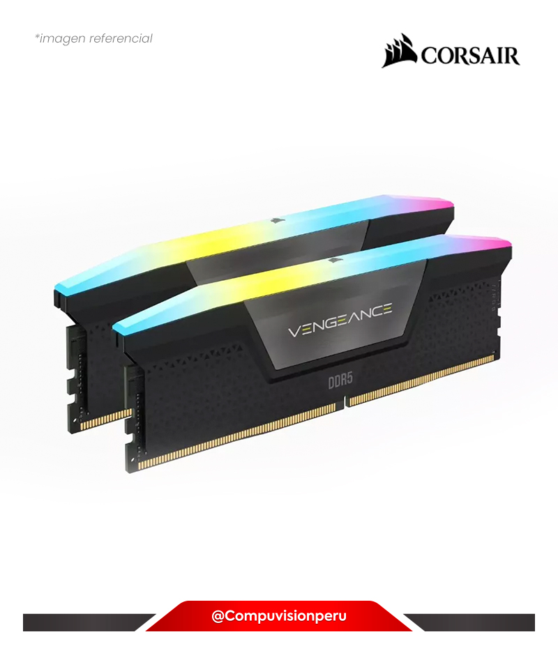 MEMORIA 32GB (16*2) DDR5 BUS 5200MHZ CORSAIR VENGEANCE RGB BLACK C40  PC5-41600 1.25V CMH32GX5M2B5200C40