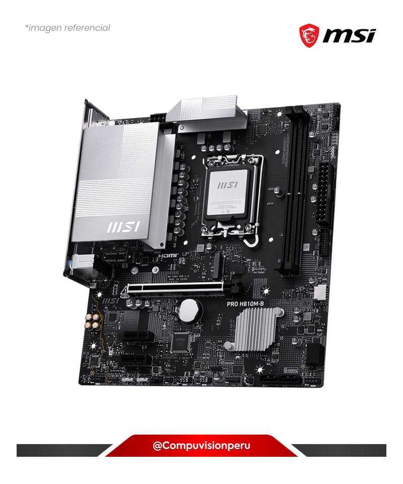 PLACA MSI PRO H810M-B INTEL H810 LGA 1851  DDR5 HDMI DP M.2 SATA 6GB USB 2.0 M-ATX