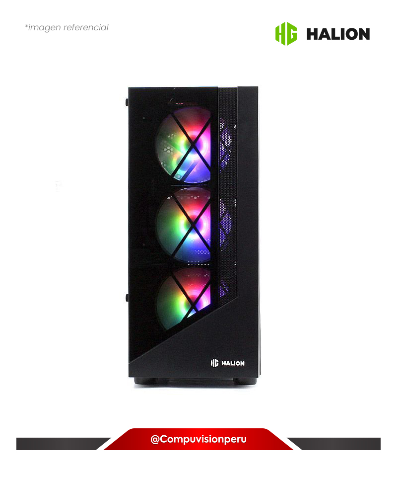 CASE HALION DRAGON CR15 4 FAN RGB C/FUENTE 500W VIDRIO TEMPLADO SERIES GAMERS