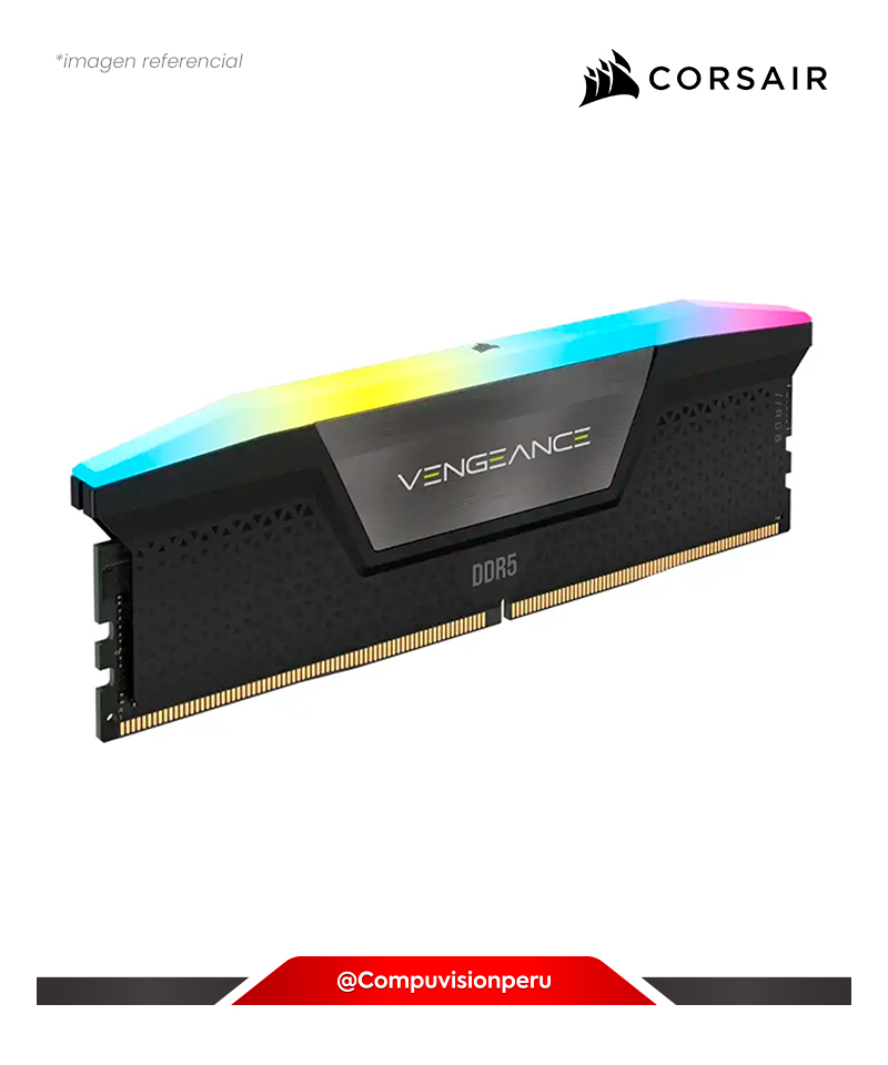 MEMORIA 8GB DDR5 BUS 6000MHZ CORSAIR VENGEANCE RGB BLACK CL36 1.35V INTEL XMP AMD EXPO CMH16GX5M2N6000Z36(1)