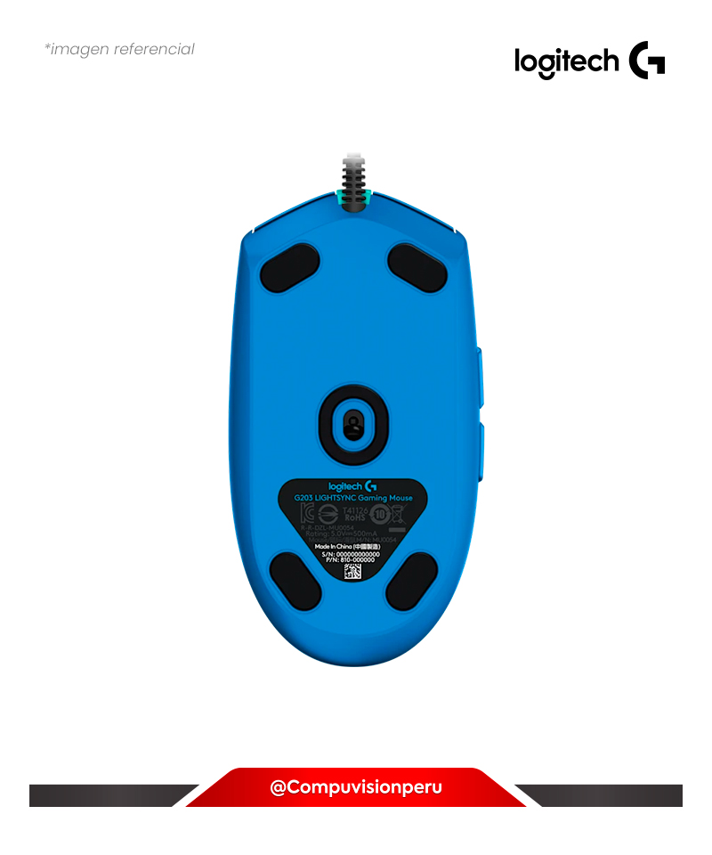 MOUSE LOGITECH G203 LIGHTSYNC OPTICAL GAMING USB BLUE 910-005795