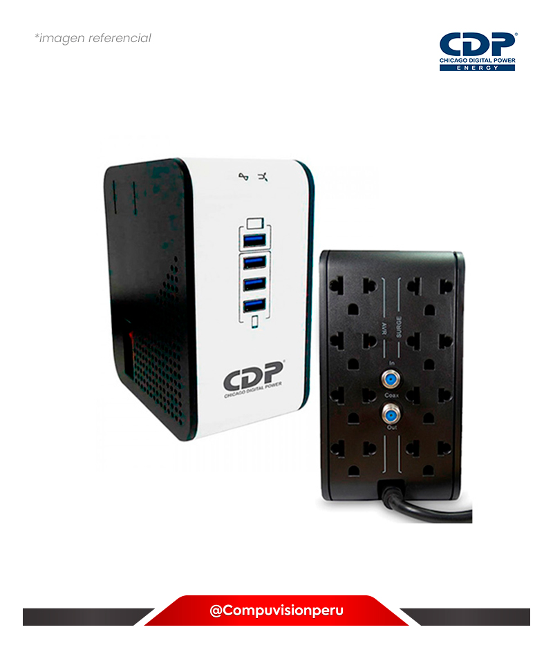 ESTABILIZADOR CDP R2CU-AVR1008I 1000VA 8 SALIDAS 4 PORT USB