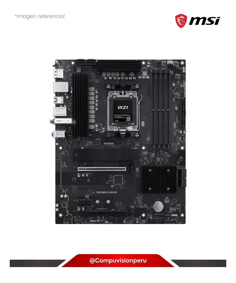 PLACA MSI PRO B850-S WIFI6E AM5 AMD B850 DDR5 SATA 6GB/S 5G NETWORK WI-FI6E